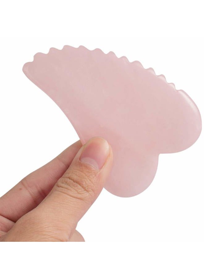 Ergonflow Gua Sha Facial Tool Comb Edge Gua Sha Tool Guasha Scraping Tool Rose Quartz Gua Sha Comb Gua Sha Scraping Massage Tool Guasha Board for SPA Acupuncture Therapy Unique Comb Edge Gua Sha Board (Heart) - Image 1
