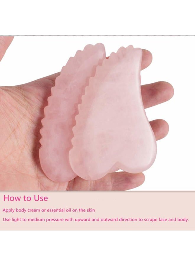 Ergonflow Gua Sha Facial Tool Comb Edge Gua Sha Tool Guasha Scraping Tool Rose Quartz Gua Sha Comb Gua Sha Scraping Massage Tool Guasha Board for SPA Acupuncture Therapy Unique Comb Edge Gua Sha Board (Heart) - Image 5
