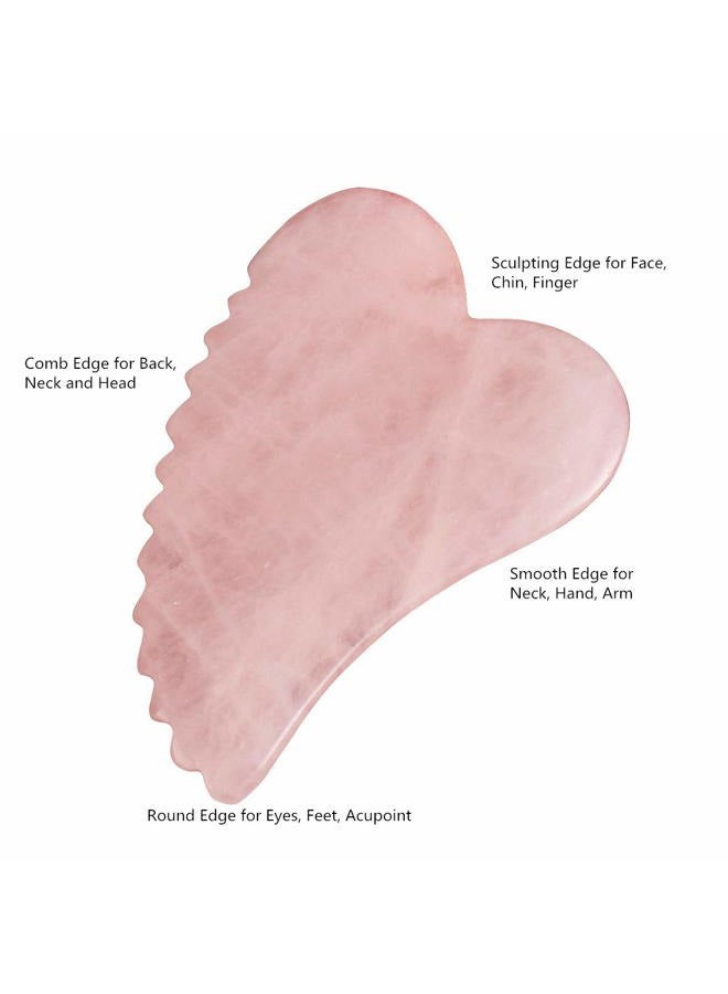Ergonflow Gua Sha Facial Tool Comb Edge Gua Sha Tool Guasha Scraping Tool Rose Quartz Gua Sha Comb Gua Sha Scraping Massage Tool Guasha Board for SPA Acupuncture Therapy Unique Comb Edge Gua Sha Board (Heart) - Image 2