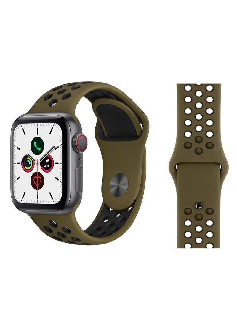 vesus Dot Pattern Replacement Band For Apple iWatch Series 5/4/3/2/1 38-40mm Olive Flak/Black