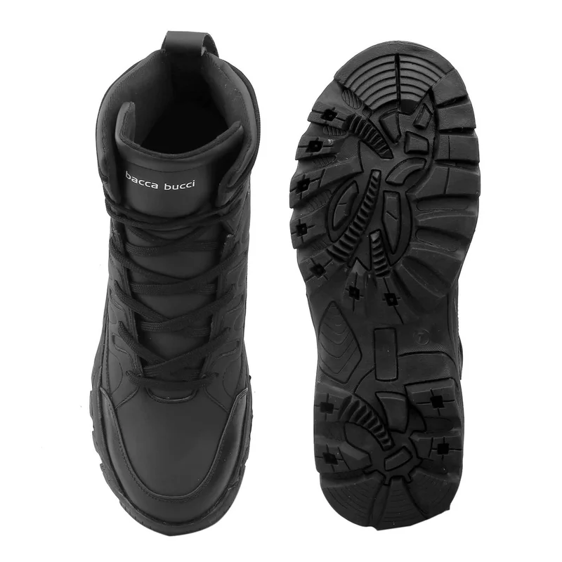 Bacca Bucci Black Flame 7 Eye Moto Waterproof Snow Boots for Men | Best Price UAE