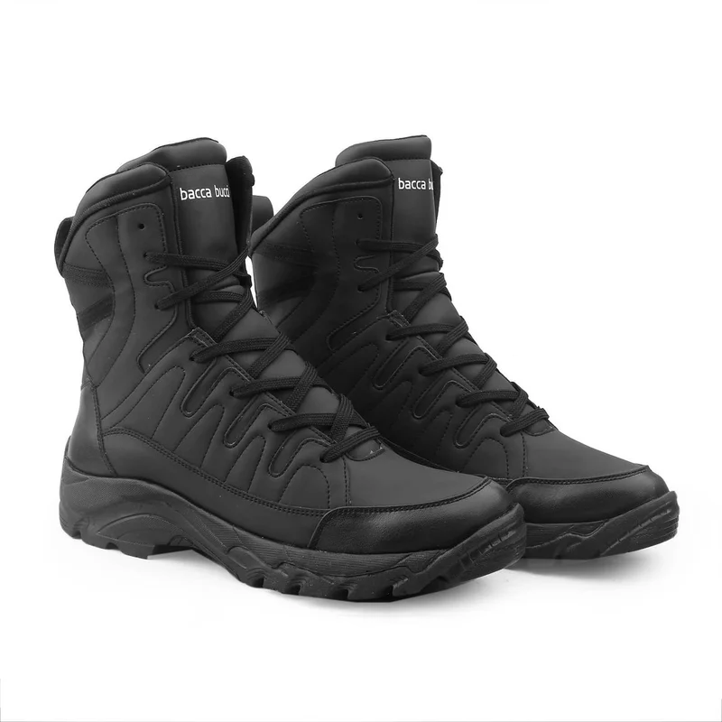 Bacca Bucci Black Flame 7 Eye Moto Waterproof Snow Boots for Men | Best Price UAE