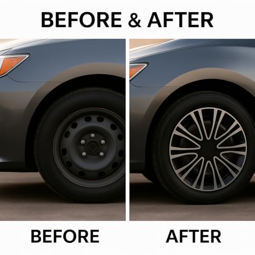 NEOZAK by Prigan Wheel Cover for All 13 INCH Cars Silver Black Wheel Cap (Available in 13,14,15,16 Inch) (Set of 4 Pcs) (Press Fitting) Model- Drive Silver Black-13 - Image 3
