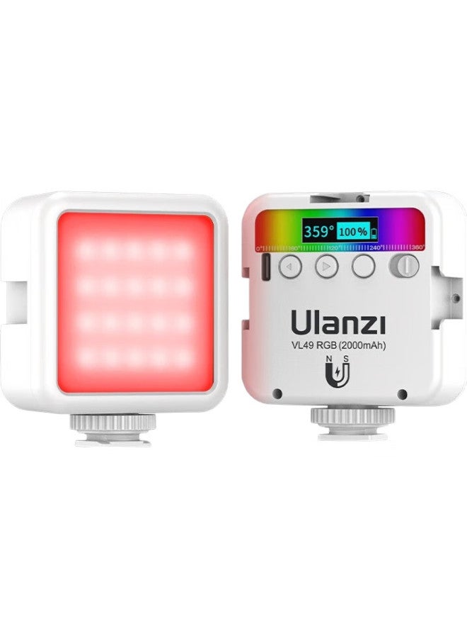 Ulanzi أولانزي Vl49Rgb (أبيض) ضوء ملء مغناطيسي كامل الألوان، ضوء LED محمول، ضوء جيب، درجة حرارة لون مزدوجة، ضوء تصوير لكاميرات بدون مرآة، هواتف ذكية، بورتريه داخلي وتأثيرات خاصة - Image 1
