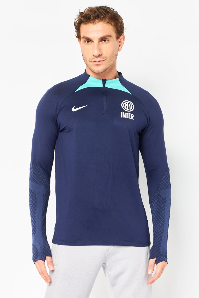 Nike قميص تدريب طويل الأكمام للرجال بتصميم نحيف، أزرق داكن - Image 1