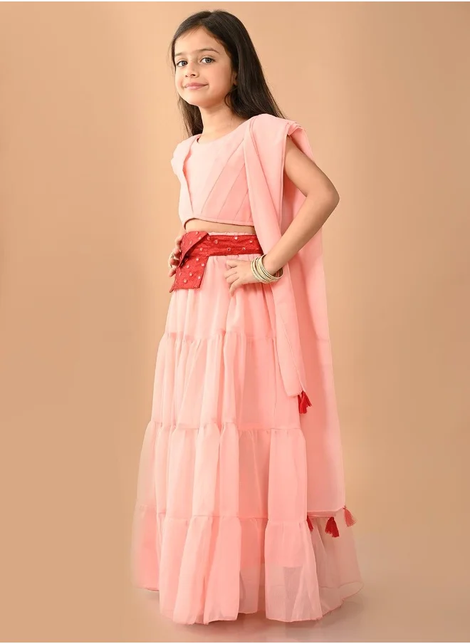 ليلك Lehenga Choli Set with Attached Dupatta