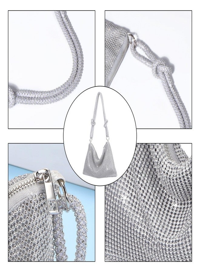 Aethland Rhinestone Purse for Women, Silver Evening Bag Glitter Sparkly Mini Handbags for Party - Image 4