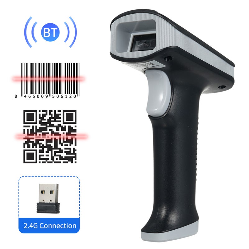 2D 1D QR Barcode Scanner UHF RFID Function CMOS Scanning with 4 LED Display BT & 2.4GHz Wireless Connection Vibration Prompt Compatible with Windows Android Linux Mac for Supermarket Retail Library Logistics Warehouse - Image 4