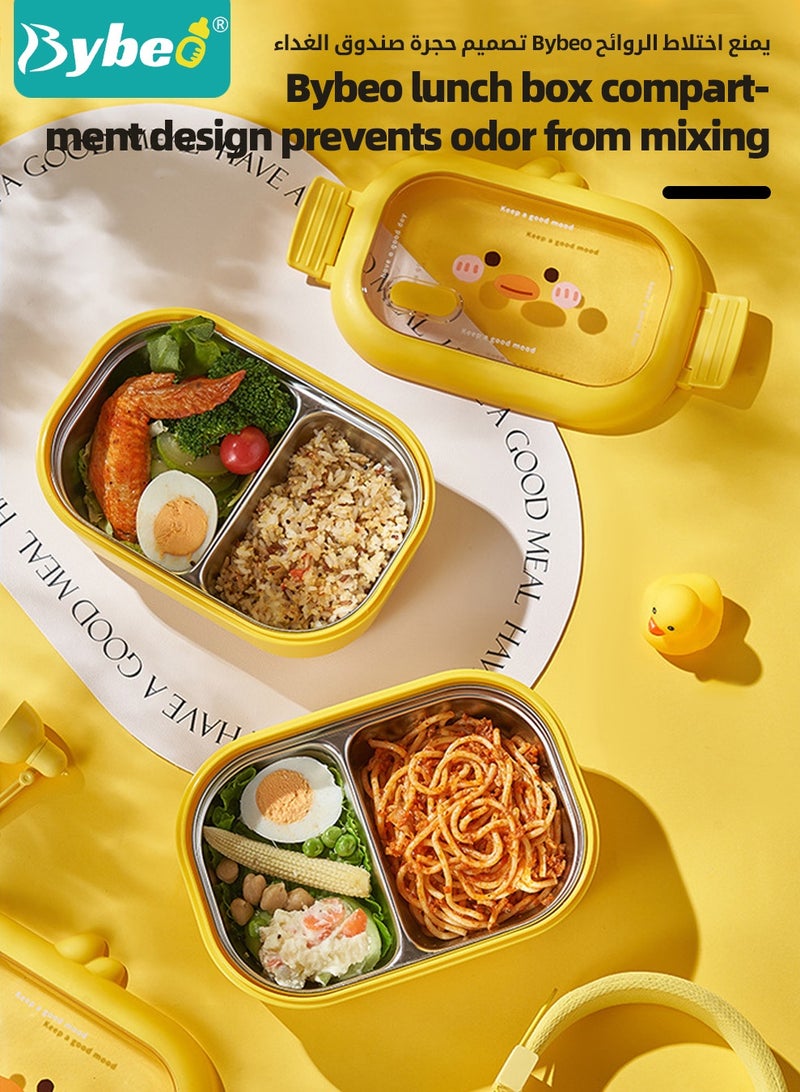 Bybeo Stainless Steel Kids Bento Box with Lunch Bag, Insulated Lunch Boxs to School, Food Containers with 2 Compartments, BPA Free, Microwave & Dishwasher Safe - Image 5