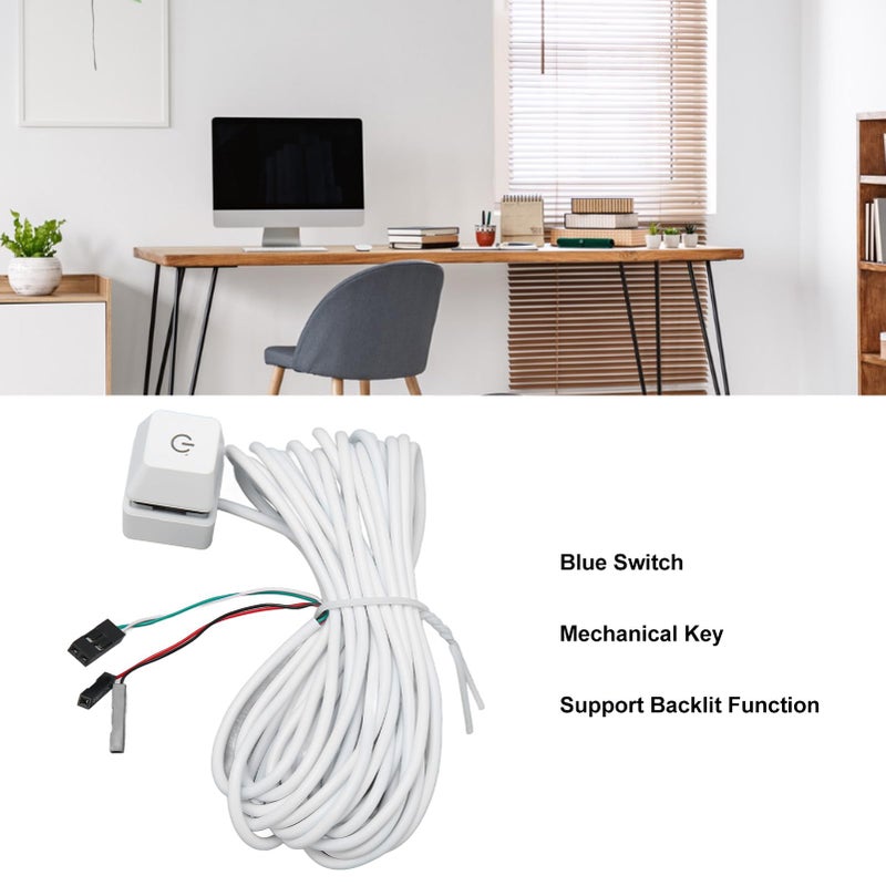 Blue Light Mechanical PC Power Switch With 6ft Cable For Desktop Gaming Office - Image 3