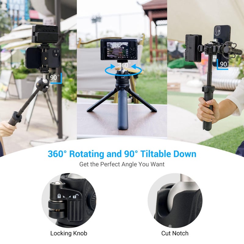 JJC 2 in 1 Extendable Mini Vlogging Tripod & Selfie Stick for Sony ZV-E10 II ZVE10 ZV-1F ZV1F ZV-1 II ZV1 RX100 VII A6100 A6400, Canon PowerShot V1 SX740 HS G7X Mark III II EOS R100 R50 R10 & More - Image 4