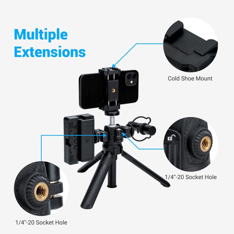 JJC 2 in 1 Extendable Mini Vlogging Tripod & Selfie Stick for Sony ZV-E10 II ZVE10 ZV-1F ZV1F ZV-1 II ZV1 RX100 VII A6100 A6400, Canon PowerShot V1 SX740 HS G7X Mark III II EOS R100 R50 R10 & More - Image 5
