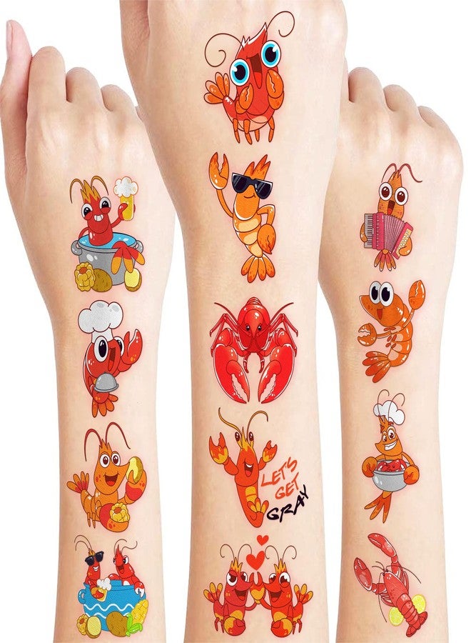 91TATTOOS 96 PCS Crawfish Boil Pre-Cut Temporary Tattoos for Kids | - Image 1