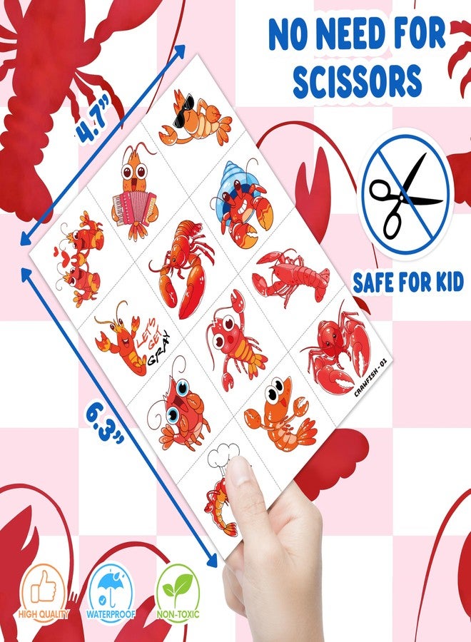91TATTOOS 96 PCS Crawfish Boil Pre-Cut Temporary Tattoos for Kids | - Image 4