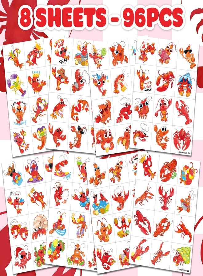 91TATTOOS 96 PCS Crawfish Boil Pre-Cut Temporary Tattoos for Kids | - Image 3