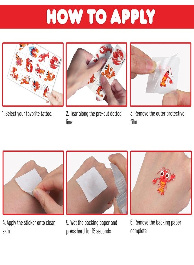 91TATTOOS 96 PCS Crawfish Boil Pre-Cut Temporary Tattoos for Kids | - Image 5