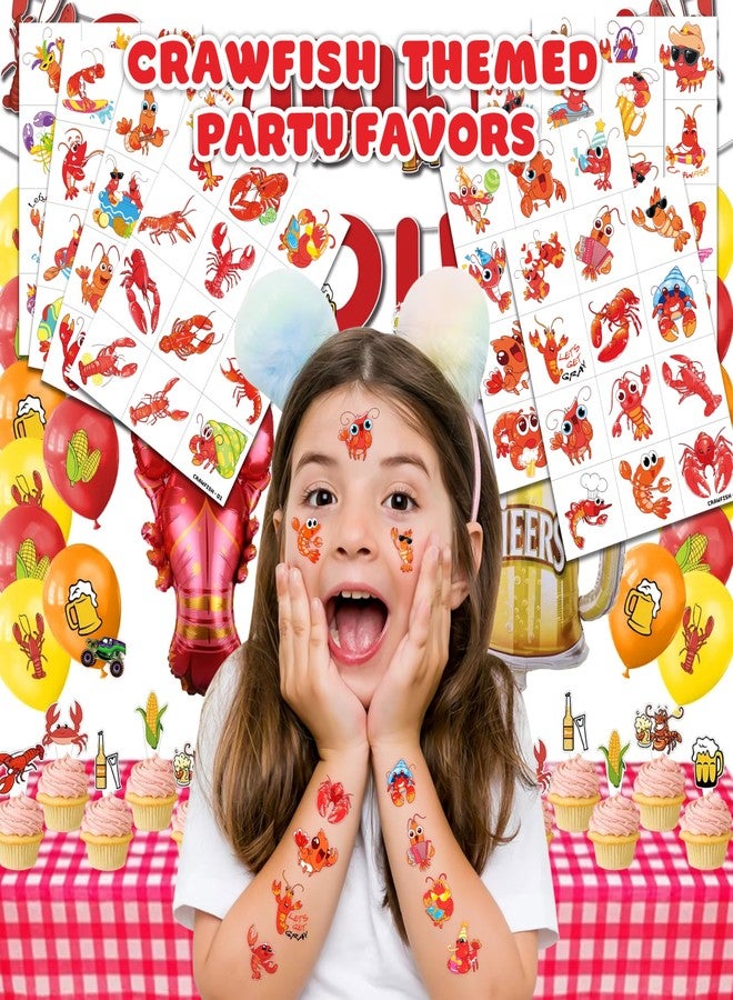 91TATTOOS 96 PCS Crawfish Boil Pre-Cut Temporary Tattoos for Kids | - Image 2