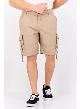 Threadbare Men Solid Cargo Shorts, Khaki  - Image 1