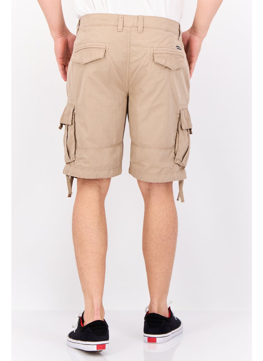 Threadbare Men Solid Cargo Shorts, Khaki  - Image 3
