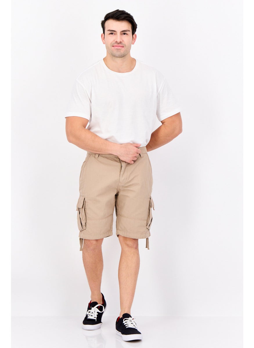 Threadbare Men Solid Cargo Shorts, Khaki  - Image 4