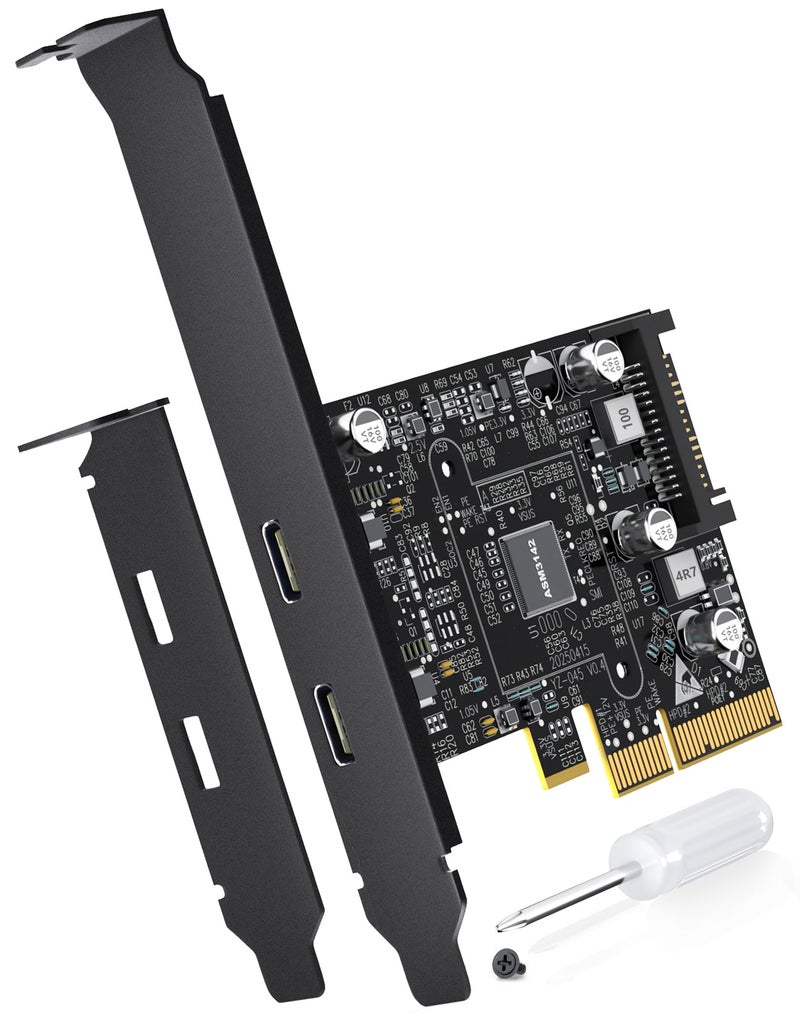 LDLrui 10Gbps PCIE USB C 3.2 Gen 2 Card, 2-Port PCle to USB C Expansion Card, PCI Express 3.0 x4 Adapter for Desktop PC, SSD Enclosures, Workstations, File Backup, Data only - Image 1