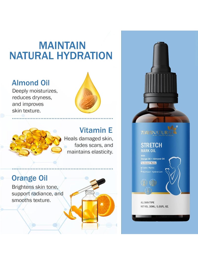 7 Days 7 DAYS Stretch Marks Oil For Women, Stretch Mark Cream For Pregnancy 30 ml (Pack of 1)  - Image 2