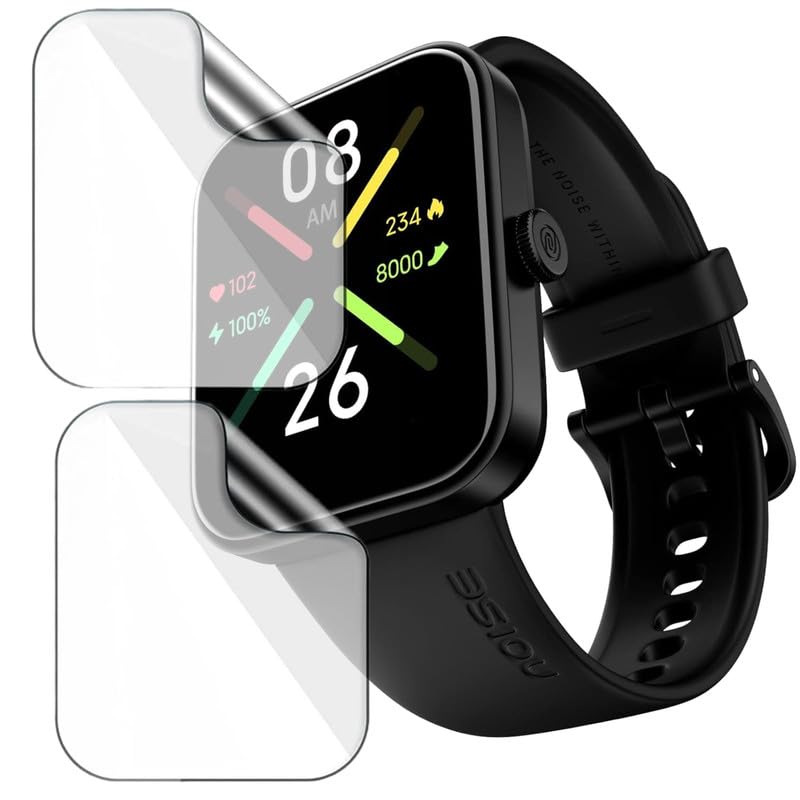 HELLOSCREEN 2 Pack | Screen Protector Guard for Noise Pulse Go Buzz | 1.69 inch | Smartwatch - Flexible & Ultrathin TPU Film, 9H Scratch Resistant, Bubble Free - Not a Tempered Glass - Image 1