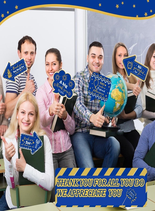 Weekgrat 24 Pcs Employee Appreciation Photo Booth Props We Appreciate You Party Decor Thank You Sign Photo Props for Christmas Appreciation Week Decoration Pastor Volunteer Teacher Staff Nurse(Blue, Gold) - Image 5