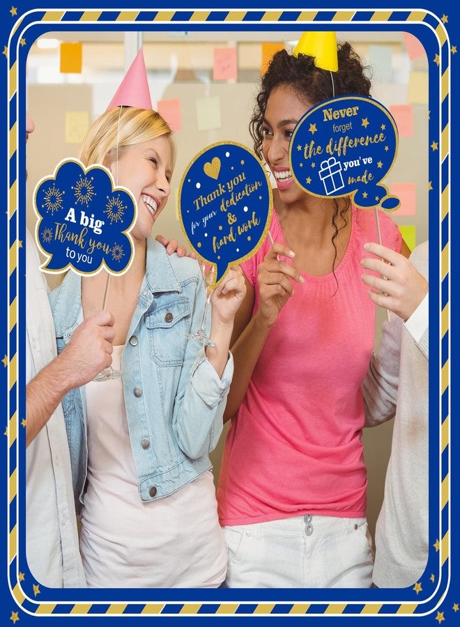 Weekgrat 24 Pcs Employee Appreciation Photo Booth Props We Appreciate You Party Decor Thank You Sign Photo Props for Christmas Appreciation Week Decoration Pastor Volunteer Teacher Staff Nurse(Blue, Gold) - Image 3