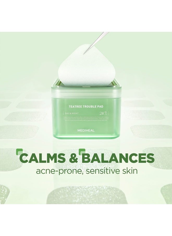 MEDIHEAL Teatree Trouble Pad | Square Cotton Facial Toner Pads With Tea Tree & Lactobacillus | Soothing Pads To Calm Sensitive & Acne Prone Skin-| Vegan Face Gauze Pads | 100 Pads  - Image 3