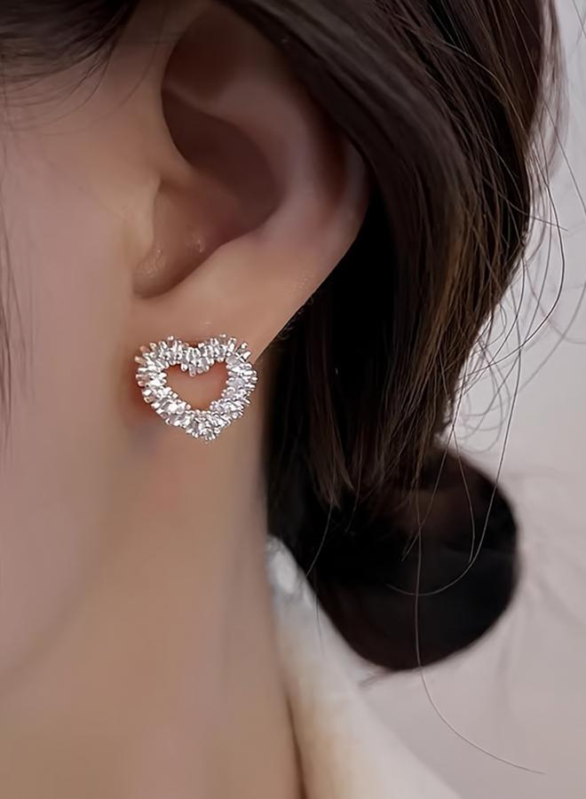 Styli Embellished Heart Earrings - Image 2