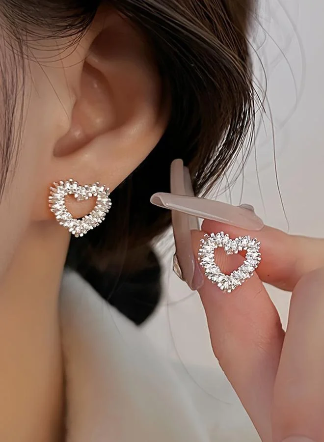 تايك تو Take Two Embellished Heart Earrings