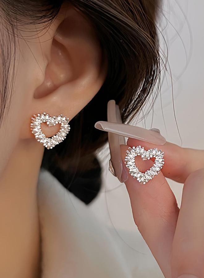 Styli Embellished Heart Earrings - Image 1
