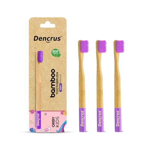 Dencrus Orby Kids Bamboo Toothbrush for Kids (Pack of 3) | Natural & Eco Friendly Oral Care | Soft Bristles Toothbrush for Toddler & Kid Dental Care | Organic Bamboo Handle - Lavender - Image 1