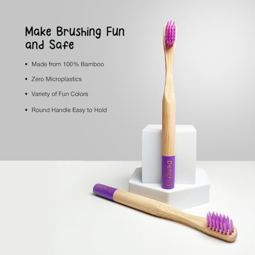 Dencrus Orby Kids Bamboo Toothbrush for Kids (Pack of 3) | Natural & Eco Friendly Oral Care | Soft Bristles Toothbrush for Toddler & Kid Dental Care | Organic Bamboo Handle - Lavender - Image 2