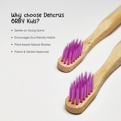 Dencrus Orby Kids Bamboo Toothbrush for Kids (Pack of 3) | Natural & Eco Friendly Oral Care | Soft Bristles Toothbrush for Toddler & Kid Dental Care | Organic Bamboo Handle - Lavender - Image 3