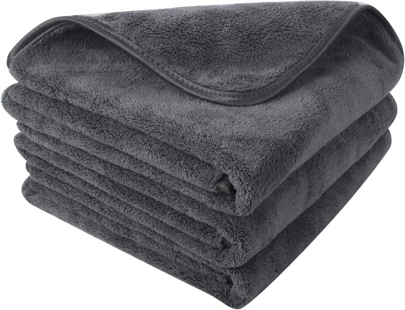 SINLAND Microfiber Car Drying Towels Ultra Absorbent Car wash Cleaning Auto Detailing Towels (16 inch x 24 inch, Grey 3 Pack) Flexible trendy construction - Image 1