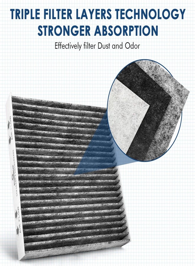 Kurimup CF10735 Premium Cabin Air Filter with Activated Carbon, Fit for Hyundai Equus/Genesis/Santa Fe; Kia K900/Stinger/Telluride; Genesis Electricfied G80/G70/G80/G90/GV70/GV80 - Image 2