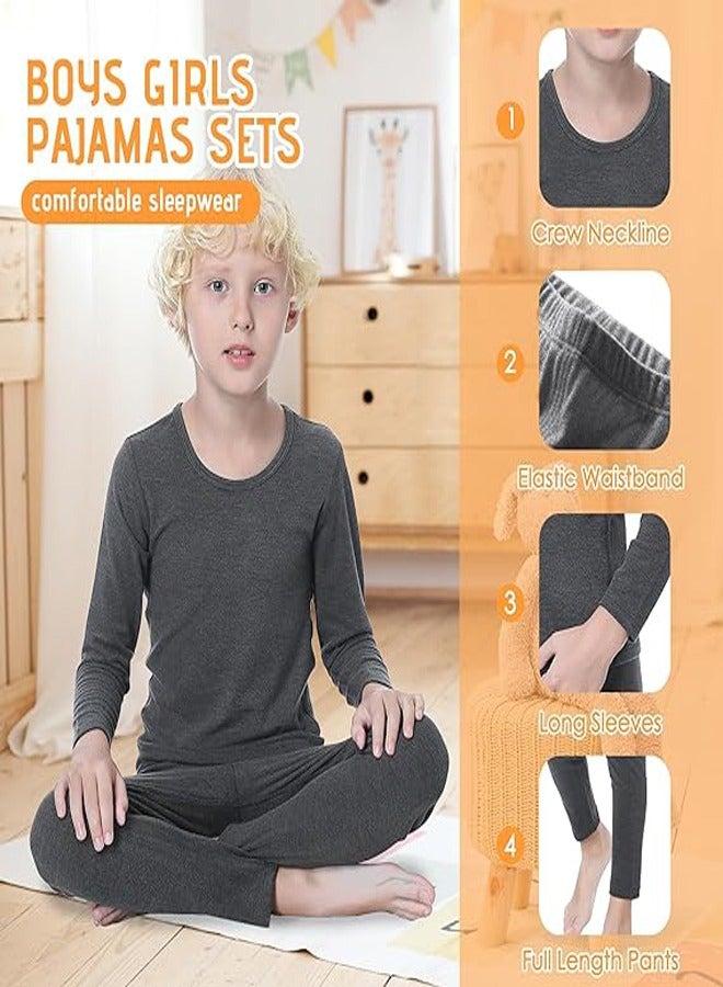 Boys Thermal Underwear Soft And Cozy Baby Long Johns Sets Toddler Winter Ski Crew Neck Underwears Black Medium (90) /2T-3T