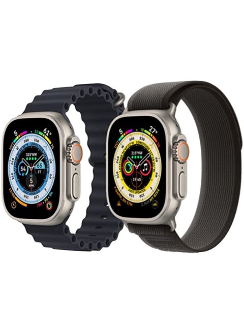 Silicone Ocean Band Strap Black Trail Loop strap Black/Gray Set of 2 for Apple Watch Ultra 8 49mm