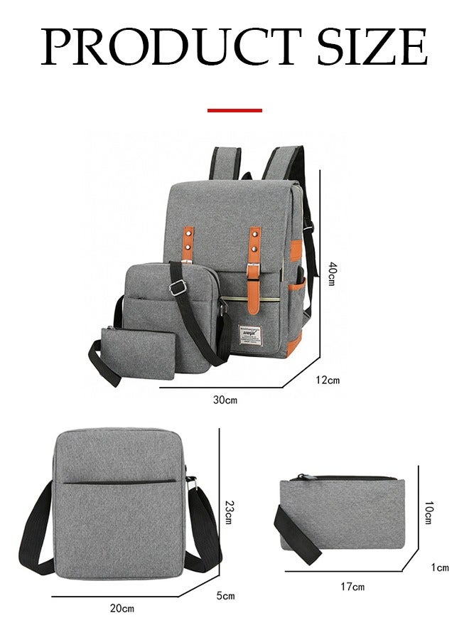 DUNISO New three piece backpack, large capacity minimalist business computer bag, USB charging travel backpack, used for business and travel - Image 2
