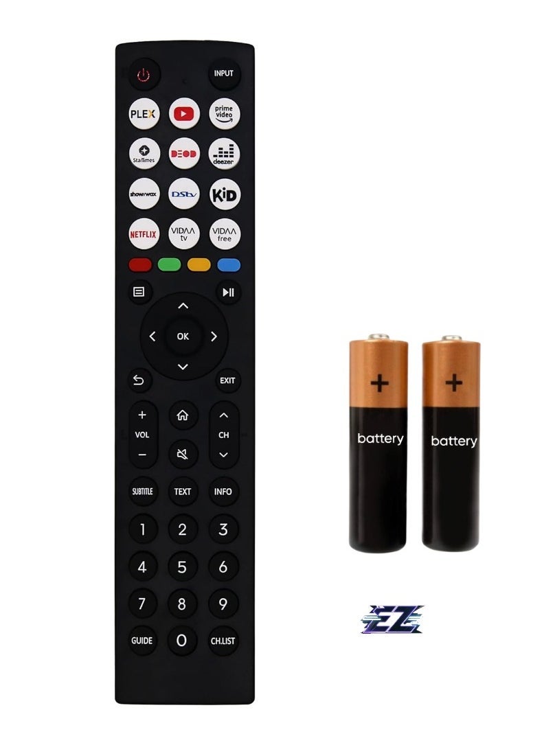 PopZa New Universal Replacement Remote Control for Hisense TV – Compatible with Hisense Vida 40A4KV, 32A4KV, 43A4KV, 43A4KV NJAL NKHM – No Setup Required with Battery Included - Image 1