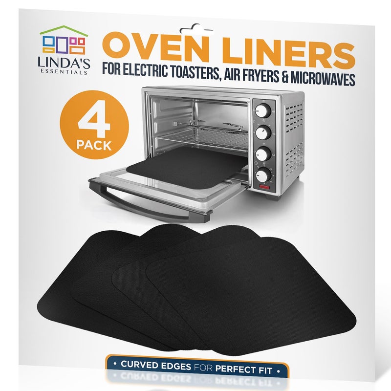 Toaster Oven Liners for Bottom of Oven 4 Pack Reusable NonStick Heat Resistant Toaster Liners Compatible with Ninja Cuisinart Emeril Lagasse  More Toaster Mat 12x12 Black