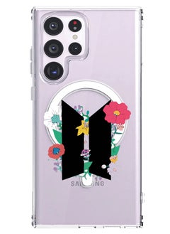 Magnetic Case for Samsung Galaxy S23 Ultra 6.8-inch Compatible with MagSafe Wireless Charging, Shockproof Phone Bumper Cover BTS floral B