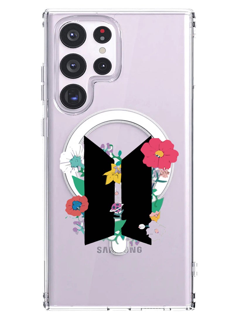 Theodor - Magnetic Case for Samsung Galaxy S23 Ultra 6.8-inch Compatible with MagSafe Wireless Charging, Shockproof Phone Bumper Cover BTS floral B - Image 1