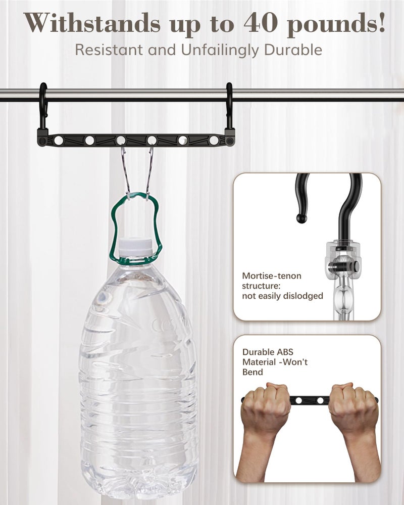 Latoxcaa Space Saving Hangers for 48 Clothes, Reinforced Collapsible Hangers with 360Â° Swivel Hook, Hanger Hooks Space Saver for Closet Organizers and Storage, Dorm Room Essentials, Fully Assembled, Black - Image 4