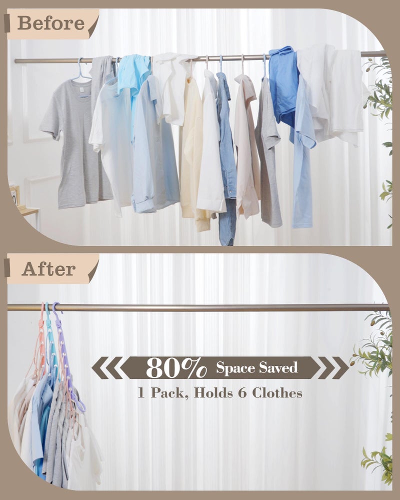 Latoxcaa Space Saving Hangers for 48 Clothes, Reinforced Collapsible Hangers with 360Â° Swivel Hook, Hanger Hooks Space Saver for Closet Organizers and Storage, Dorm Room Essentials, Fully Assembled, Black - Image 2