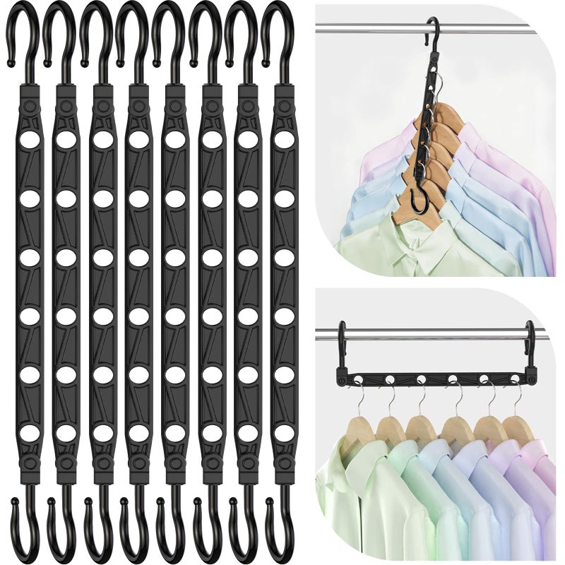 Latoxcaa Space Saving Hangers for 48 Clothes, Reinforced Collapsible Hangers with 360Â° Swivel Hook, Hanger Hooks Space Saver for Closet Organizers and Storage, Dorm Room Essentials, Fully Assembled, Black - Image 1