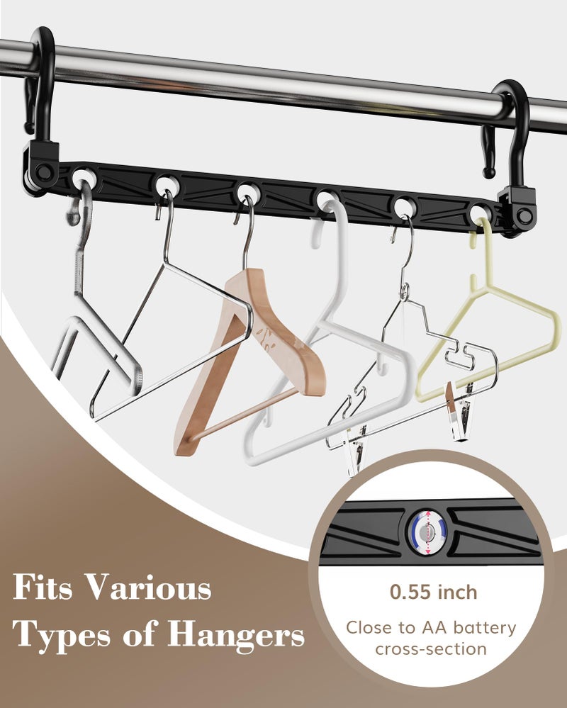 Latoxcaa Space Saving Hangers for 48 Clothes, Reinforced Collapsible Hangers with 360Â° Swivel Hook, Hanger Hooks Space Saver for Closet Organizers and Storage, Dorm Room Essentials, Fully Assembled, Black - Image 5