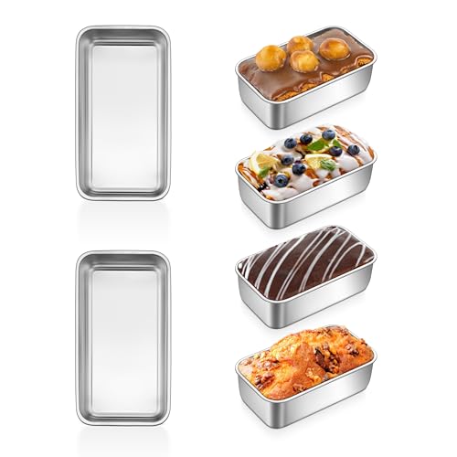 P&P CHEF PP CHEF Mini Loaf Pans Set 6 PCS Small Bread Loaf Pan for Baking 63 x 35 Inch Stainless Steel Baking Pans for Homemade Bread Meatloaf Cake and Brownies Healthy Non Toxic Dishwasher Safe - Image 1